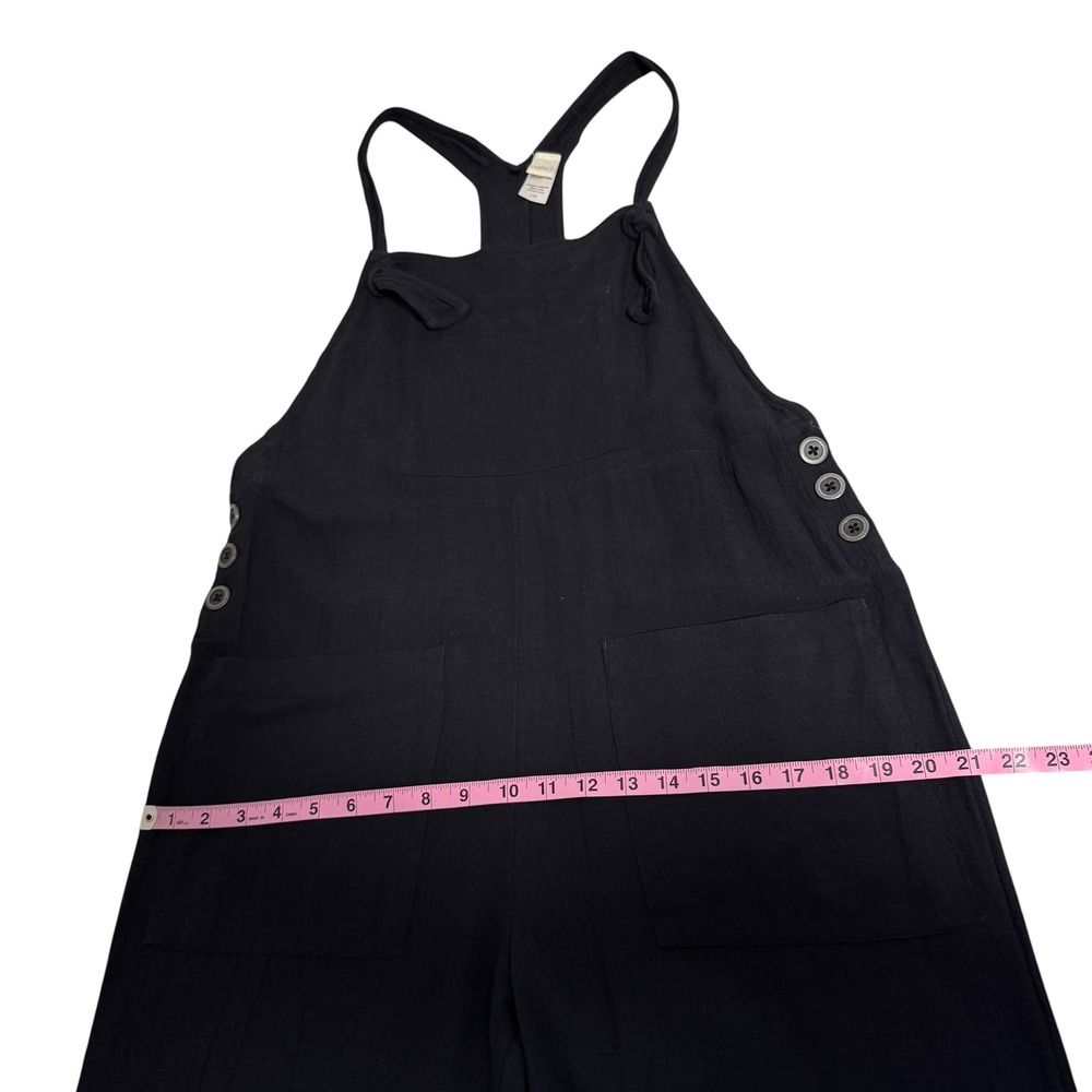 L. Space | Freya Overalls Black Tie Shoulder Jumpsuit Beach Cover-up Size L - Picture 10 of 12